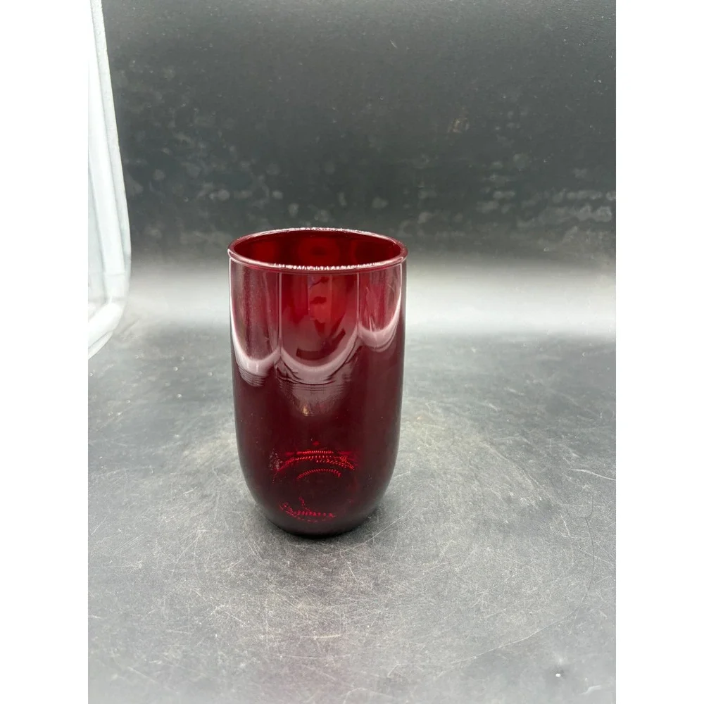 Vintage Ruby Red Glass Tumbler 4.25 Inch Cranberry Juice Water Glass